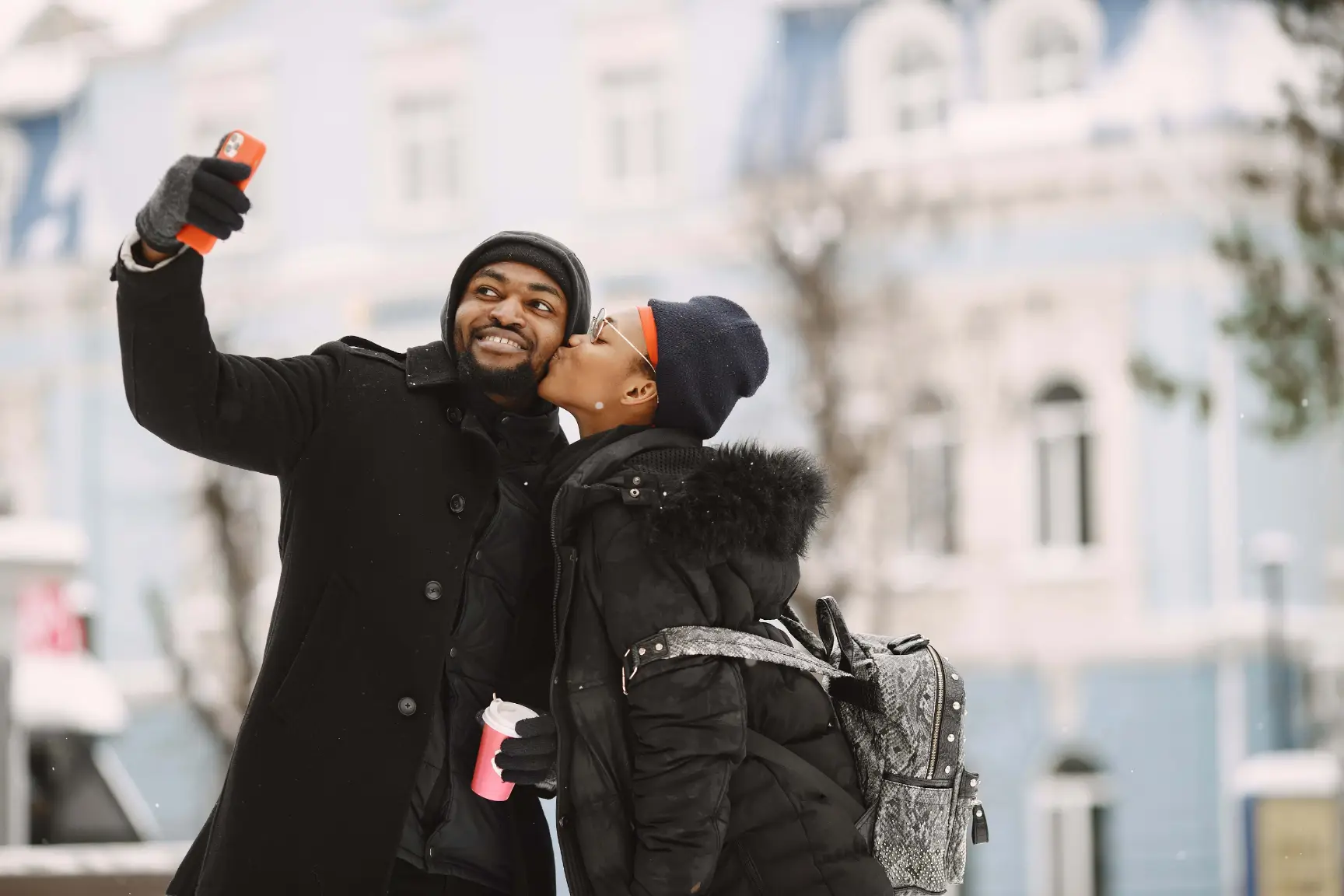 happy couple abroad