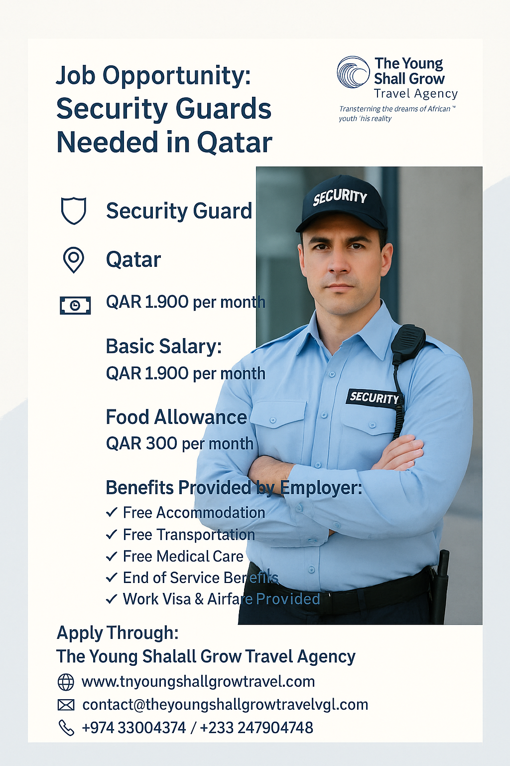 we are hiring security guards to Qatar